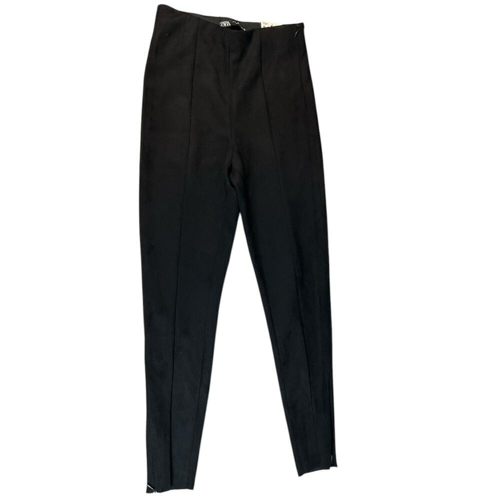 Zara NWT Legging Hi-Rise Black Size Small Side Zipper on Ankle & Waist Stretch